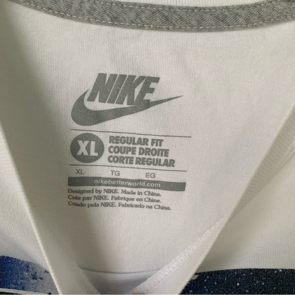 Nike (XL) Vintage T-Shirt - White w Nike Check Logo embroidered in Teal - Picture 3 of 4